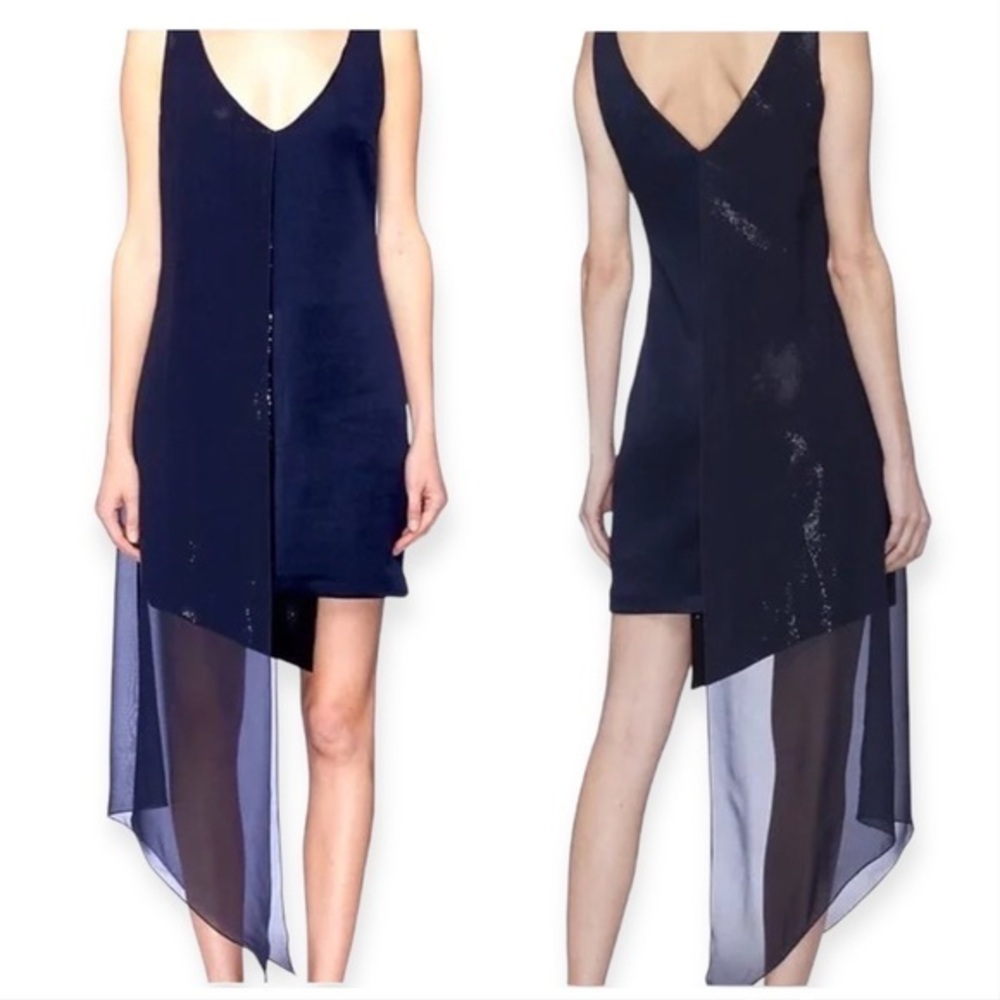 Galvan London Serpentine Chiffon Overlay Sequin Dress, Size 12